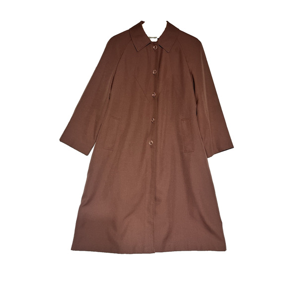 Vintage Rain Trench Coat Womens M Mauve Full Zip Out Liner Button Up Mid Length - Picture 1 of 13